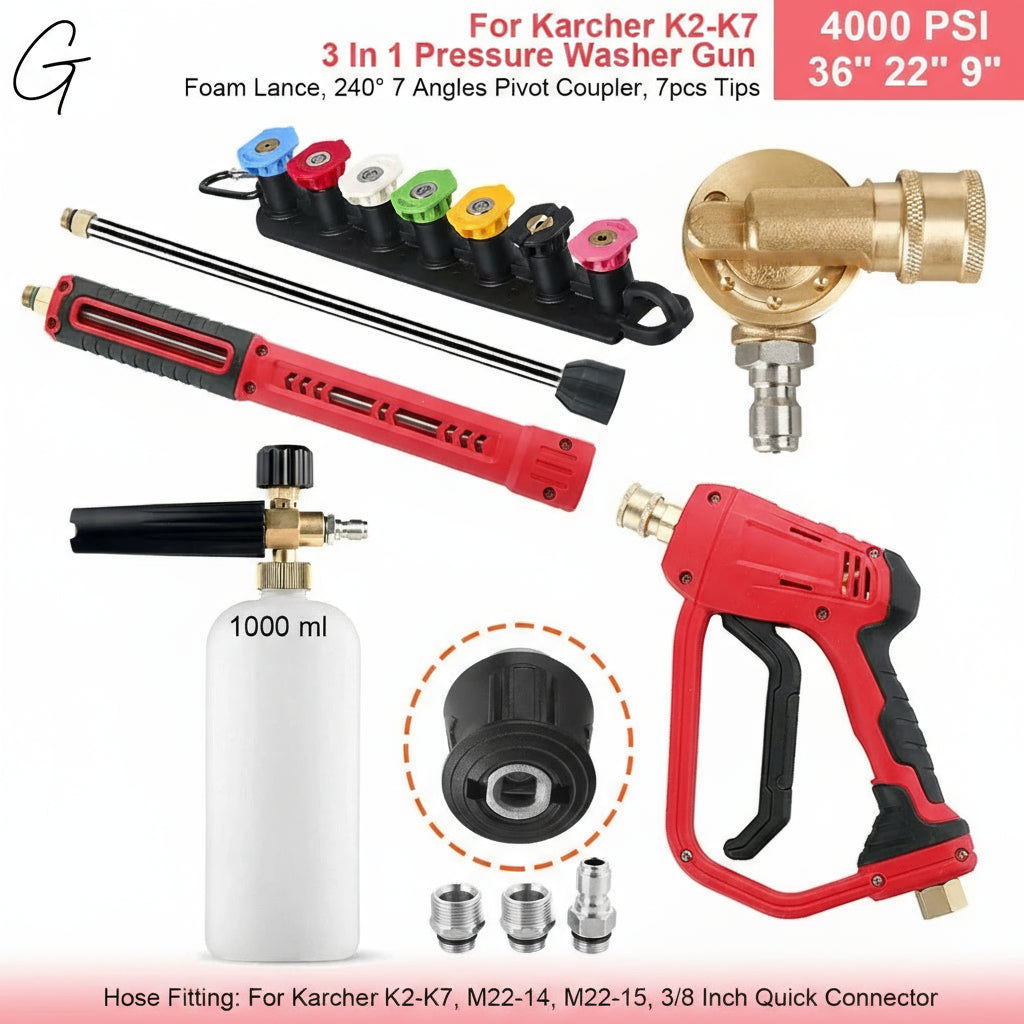 4000 PSI Spray Gun with Nozzles & Foam Lance Kit by Snagg A Foam Cannon