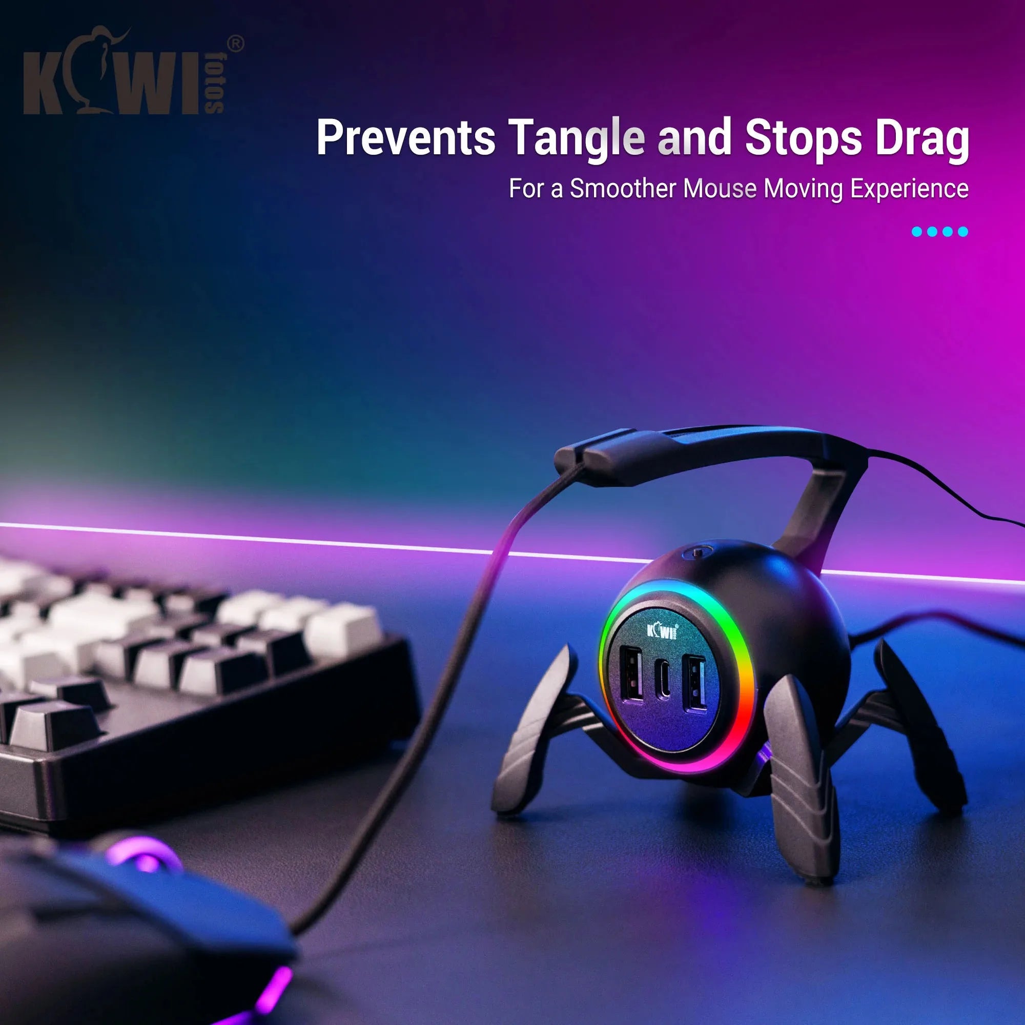 RGB Mouse Bungee Cable Holder for PC Gaming by Snagg A Mouse Bungee