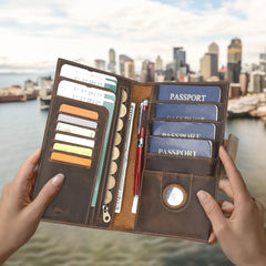 Genuine Leather Family Passport Clutch Wallet by Snagg It Wallet