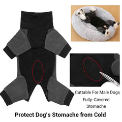 Fleece Dog Jumpsuit with Closed Belly – Warm Winter Overalls for Small Dogs (Cuttable Panel)