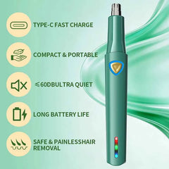 Professional Rechargeable Precision Trimmer – Aluminum Alloy Dual Edge Blade System for Painless Nose & Ear Grooming