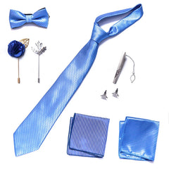 Complete Silk Tie Set for Men — Bow Tie, Necktie, Pocket Square & Accessories