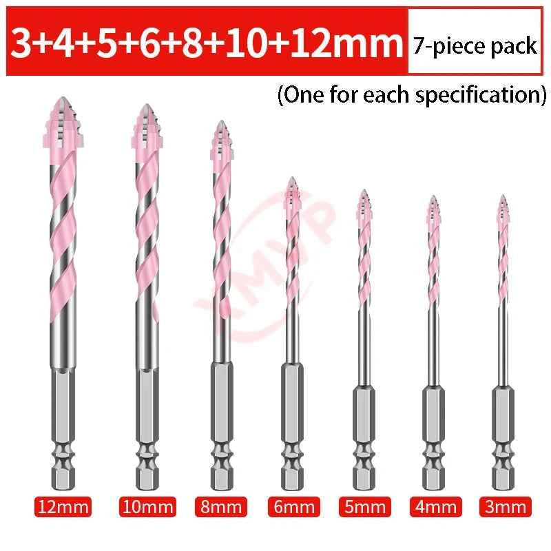Four Edge Serrated Eccentric Drill Bit Set & High Hardness Multi Material Dry Drilling Bits