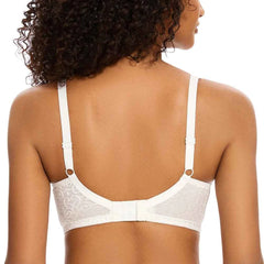 Plus Size Plunge Minimizer Bra | Floral Lace Mesh Underwire Full Coverage Big Bust