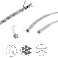 1mm PVC Transparent Coated Steel Wire Rope 7×7 | Flexible Soft Cable 20/50/100M Hanging Line