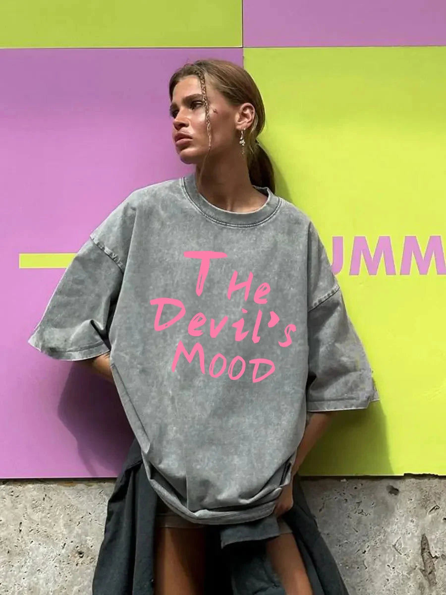 The Devils Mood Print Womans Streetwear T-Shirt