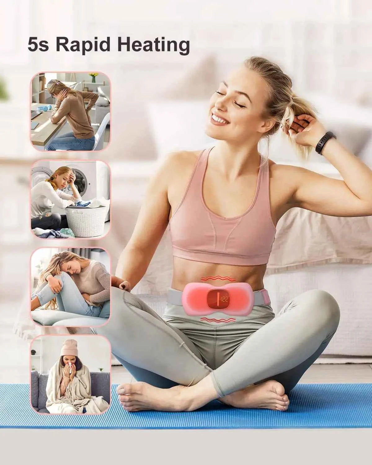 Portable Menstrual Cramp Heating Pad – Wearable Heat & Vibration Relief Belt