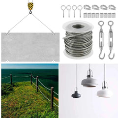 304 Stainless Steel Wire Rope Kit 15/30M | PVC Coated Heavy-Duty Cable for Garden Balcony Farm Fence Tent
