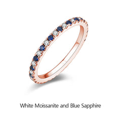 Round Moissanite & Sapphire Stackable Wedding Band by Snagg A Ring
