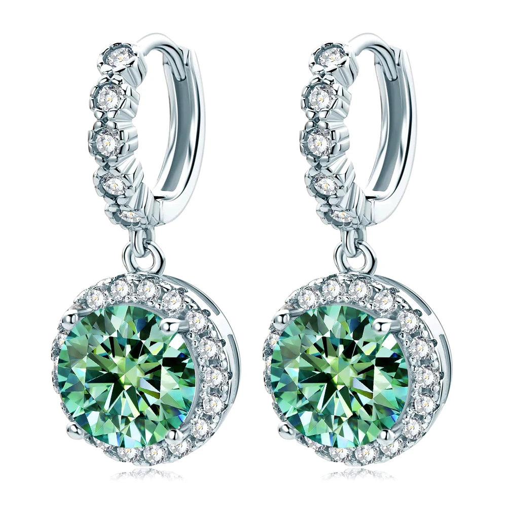 1CT Teal Moissanite Drop Earrings