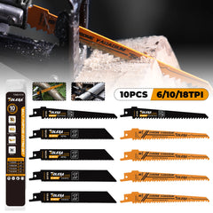 10PCS Reciprocating Saw Blades – Wood, PVC, Metal Cutting, Sawzall Blades for Demolition