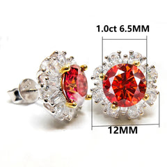 Red Moissanite Stud Earrings