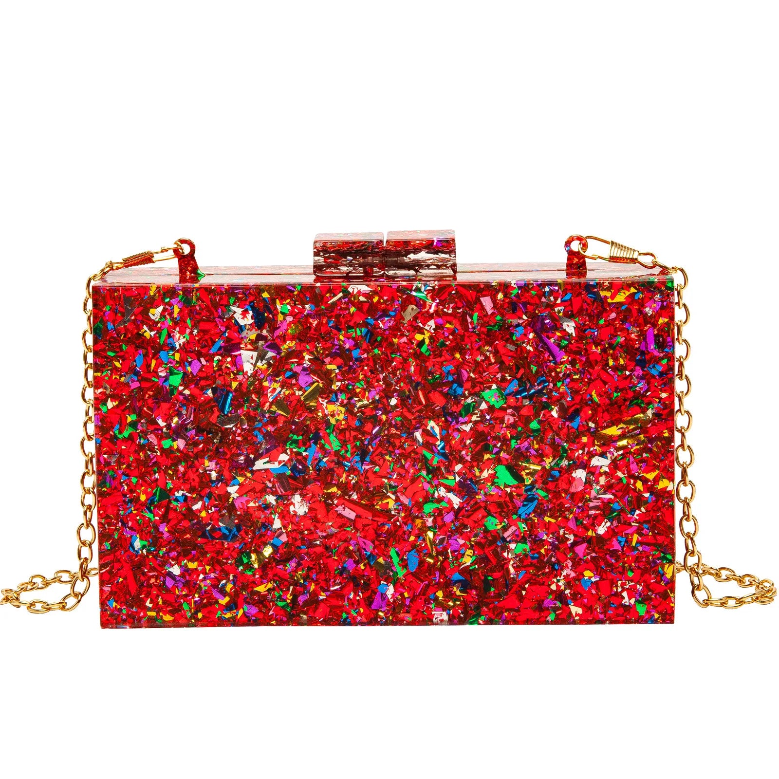 Multicolor Acrylic Geometric Box Clutch