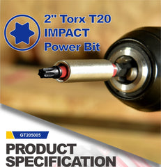 1" Impact Magnetic T20 Torx Screwdriver Bit – S2 Alloy Steel Power Bit