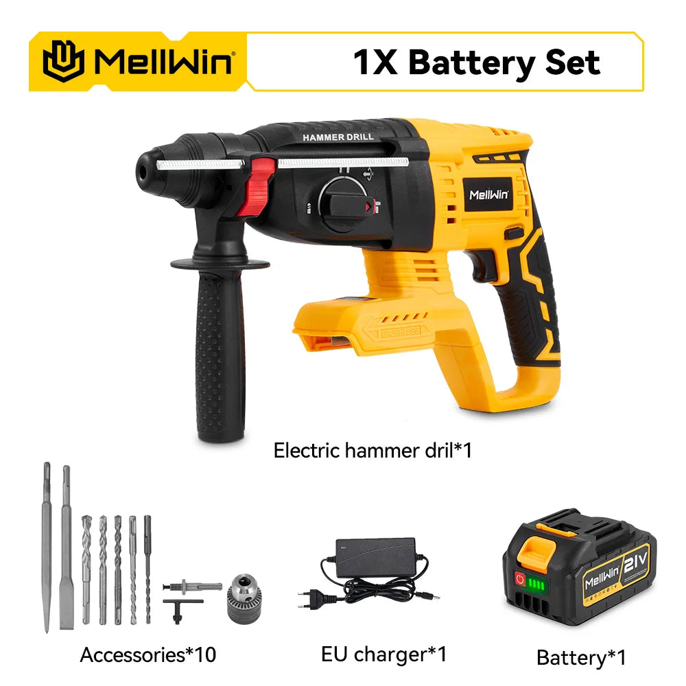 MELLWIN 26mm 1680W Brushless Rotary Hammer Drill