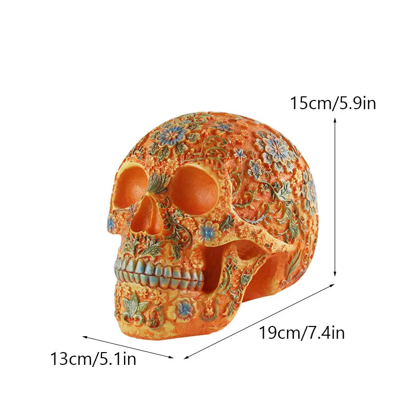 Orange Skull Resin Sculpture by Snagg A Sculpture