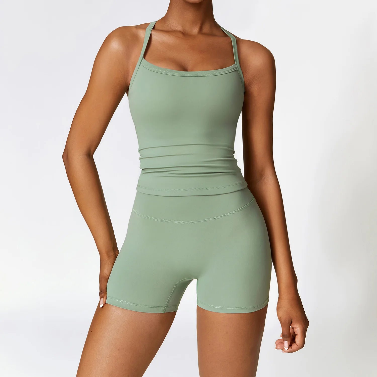 Women's 2-Piece Seamless Long Sleeve Crop Top Yoga Set | High Waist Leggings Gym Fitness Suit