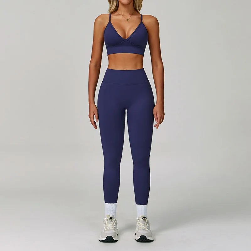 Women's 2/3-Piece Seamless Yoga Set | Gym Workout Suit Fitness Bra Crop Top Long Sleeve Leggings