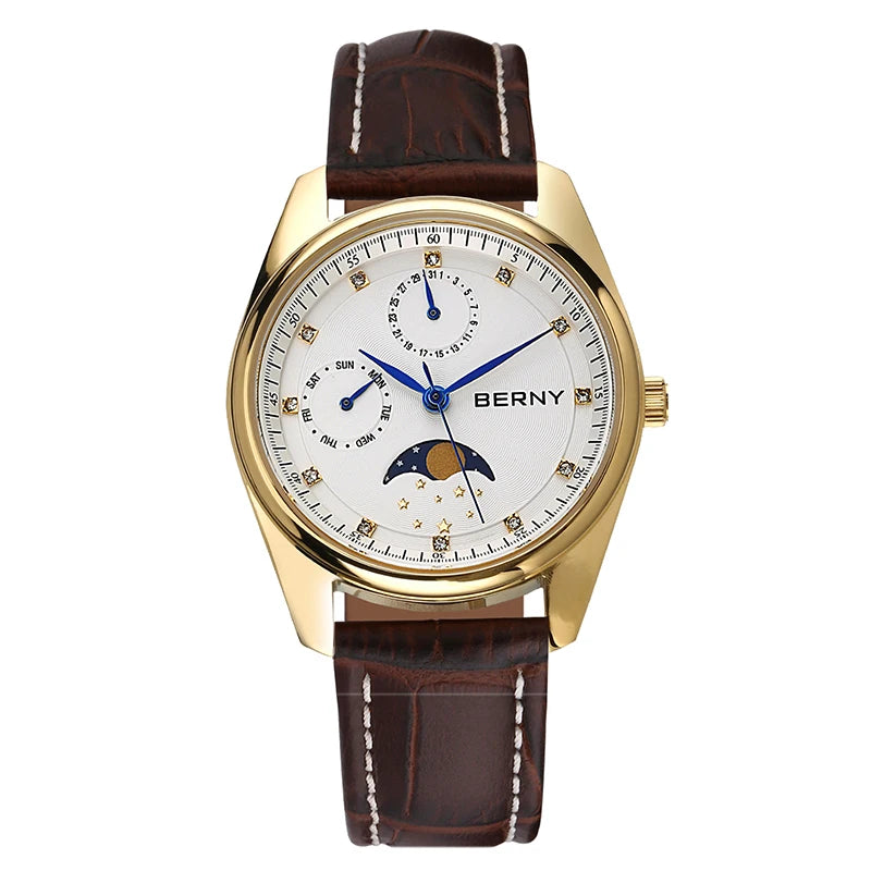 BERNY Men’s Moon Phase Quartz Watch