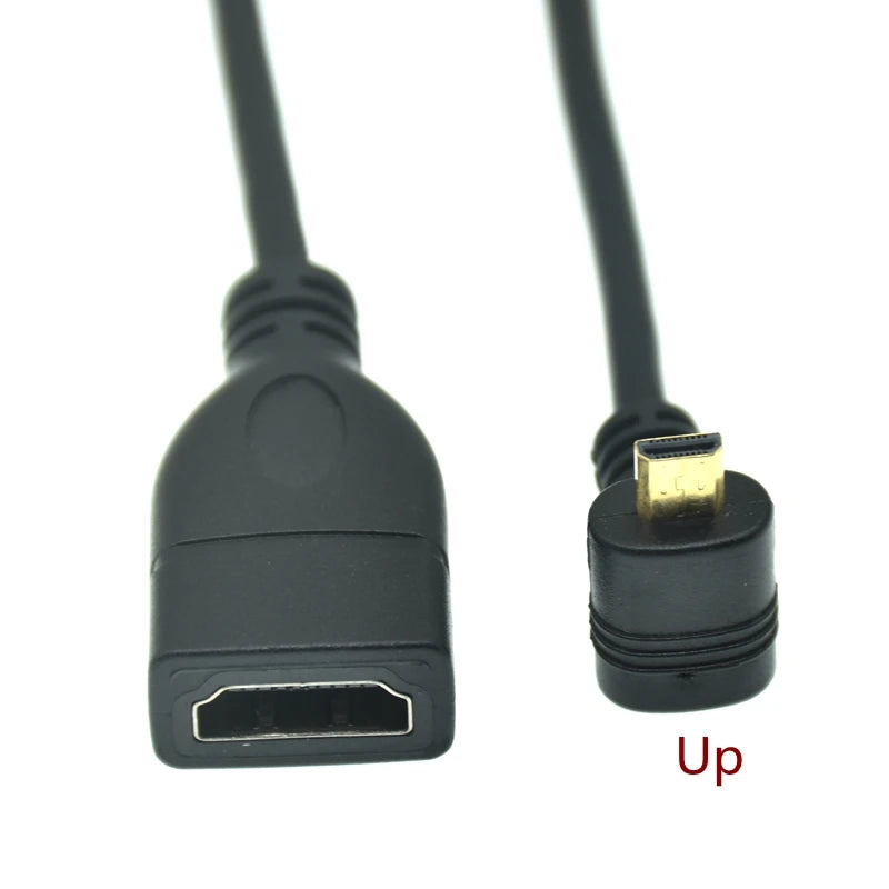 90-Degree Micro HDMI to HDMI Cable – Up/Left/Right Angle for Sony A6400, GH4 & Digital Camera (50cm/150cm)