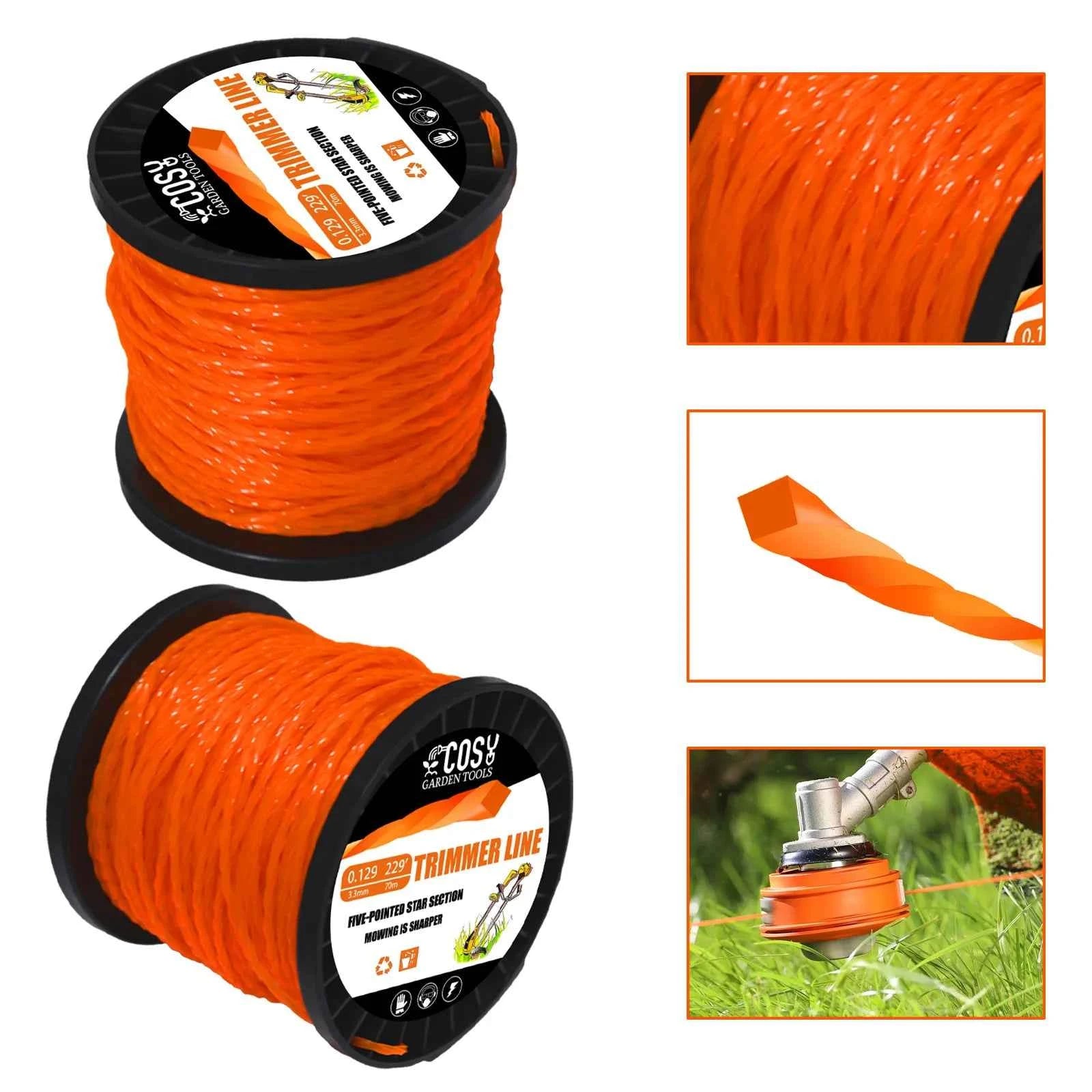 Spiral Strimmer Line 2.0–4.0mm | Graphite-Filled Nylon String Trimmer Cord for Lawn Mower Grass Cutter