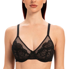 Plus Size Minimizer Bra | Floral Lace Underwire Full Coverage