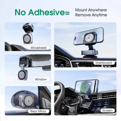 Car Suction Cup Wireless Charger 25W | Magnetic MagSafe Fast Charger for iPhone 12–17 Samsung