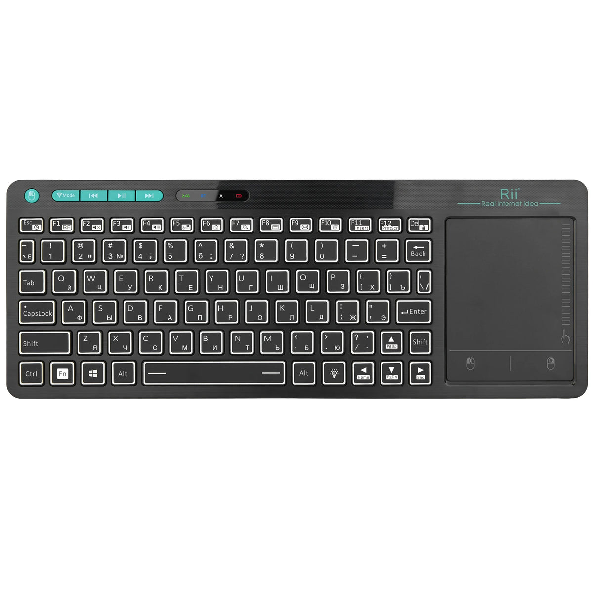 RT518S Dual Mode Wireless Keyboard - Bluetooth & 2.4GHz with Multi-Touch Trackpad