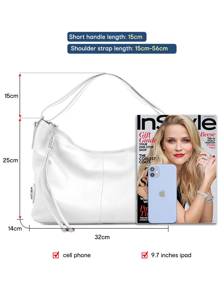 100% Genuine Leather Large Hobo Tote Bag – Women's Top Handle Shoulder Bag & Underarm Purse (0.74kg)