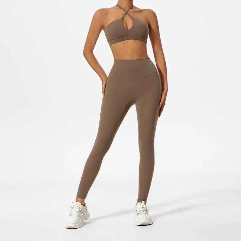 Women's 2-Piece Ultra-Soft Long Sleeve Gym Set | Sports Bra Yoga Running Workout Suit Activewear