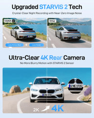 4K Front + 4K Rear Dual Dash Cam | Dual Sony STARVIS 2 Night Vision & Voice Control