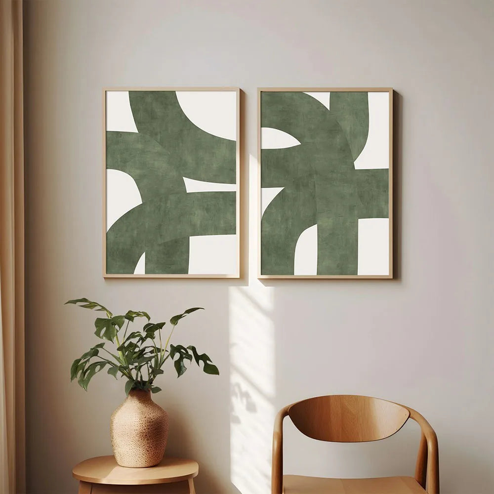 Set of 2 Boho Mid-Century Modern Abstract Prints by Snagg A Print