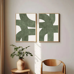 Set of 2 Boho Mid-Century Modern Abstract Prints by Snagg A Print