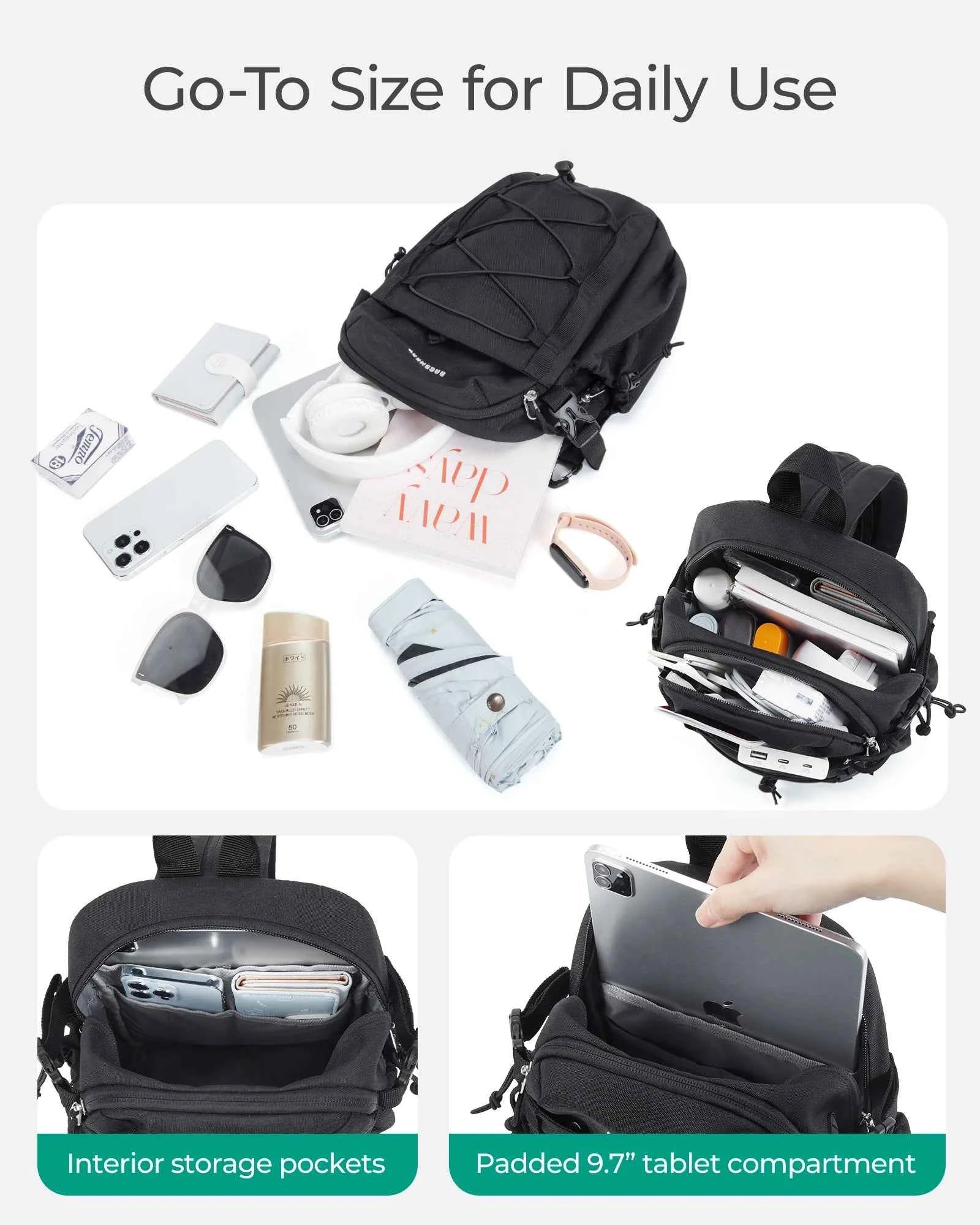 3-in-1 Sling Crossbody Backpack – Small Casual Travel & Sport Chest Shoulder Daypack (Below 20L)