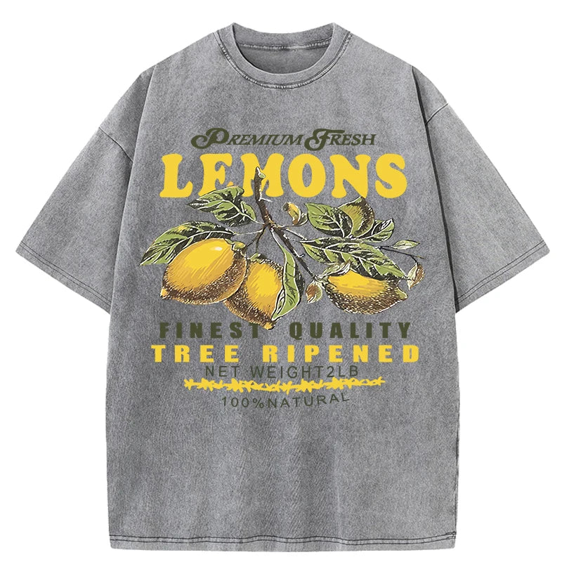 Premium Fresh Lemons Fruit Print Womans Streetwear T-Shirt