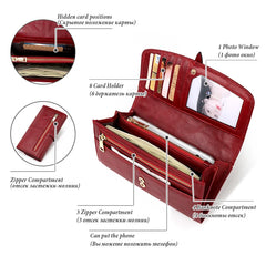 Genuine Leather RFID Long Wallet