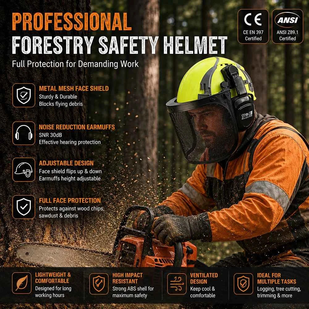 Forestry safety helmet kit with mesh face shield and earmuffs – image 5