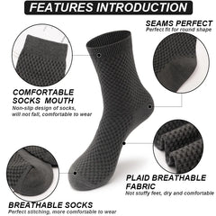 10 Pair Bamboo Business Socks, Soft, Breathable Black Crew (Sizes 39–48)