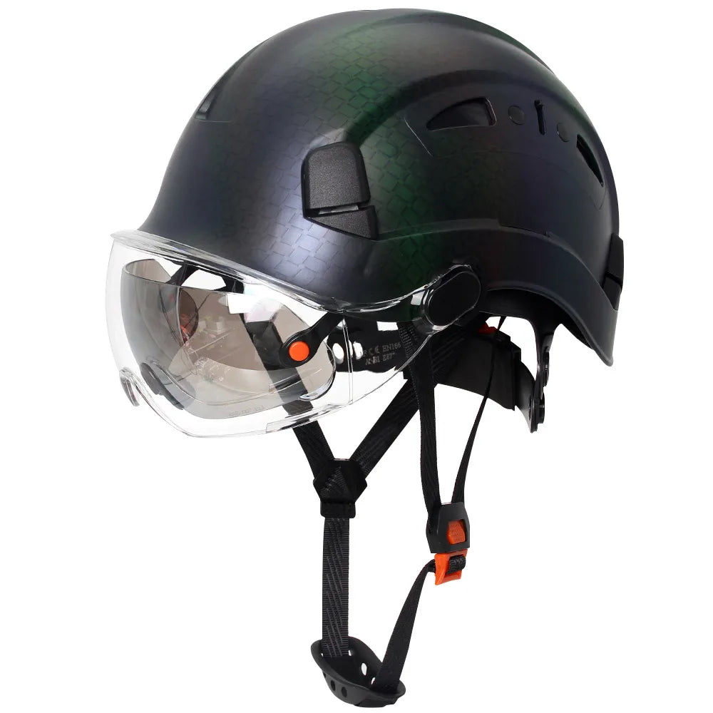 Vented construction safety helmet with built-in visor – image 13