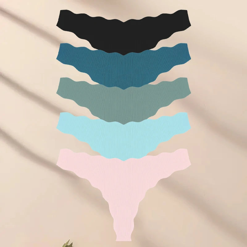 Seamless Sport Thong Panties 5-Pack | Low Rise V-String Invisible Comfortable Women's Underwear