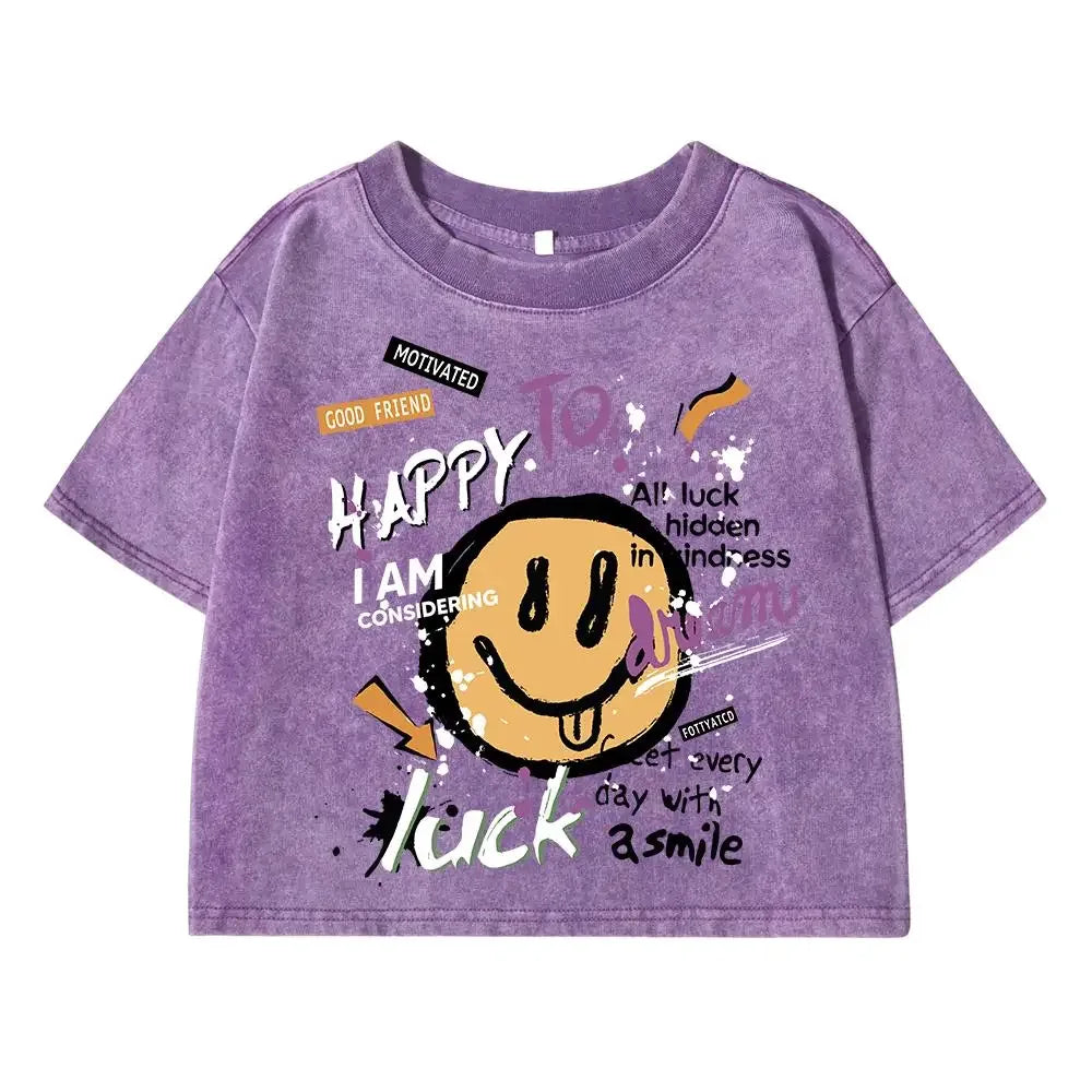 " Happy " Streetwear, Loose Fit Summer T-Shirt - SnaggIt