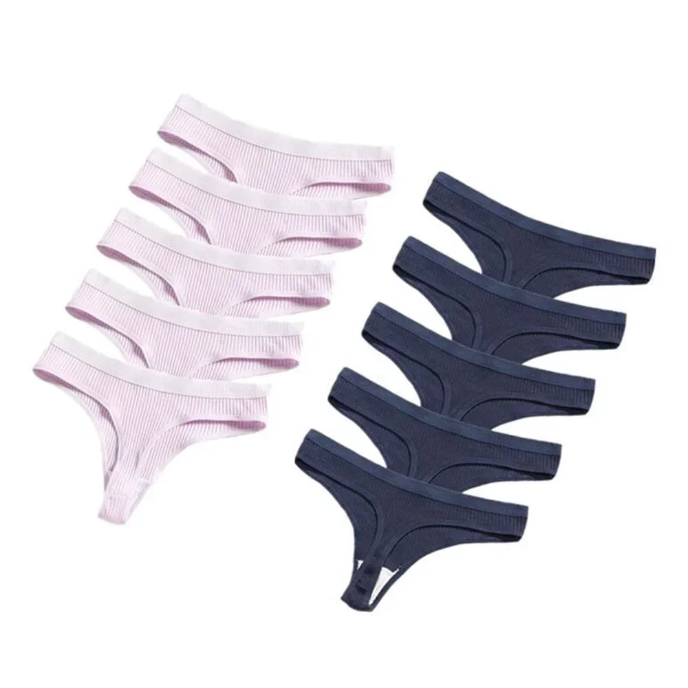 Seamless Cotton G-String 10-Pack | Breathable Thong Solid Colour Plus Size Women's Underwear