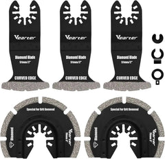 5pcs Diamond Multitool Blades with Adapter | Universal Quick-Release Grout Removal for Soft Tile Cement