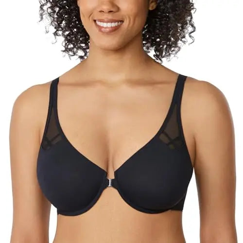 Plus Size Front Closure Racerback Bra | Underwire Plunge Full Coverage Supportive Unlined
