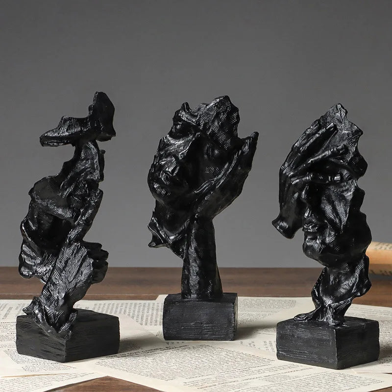 Abstract Resin Sculpture Set – “Silence Is Gold” by Snagg A Sculpture