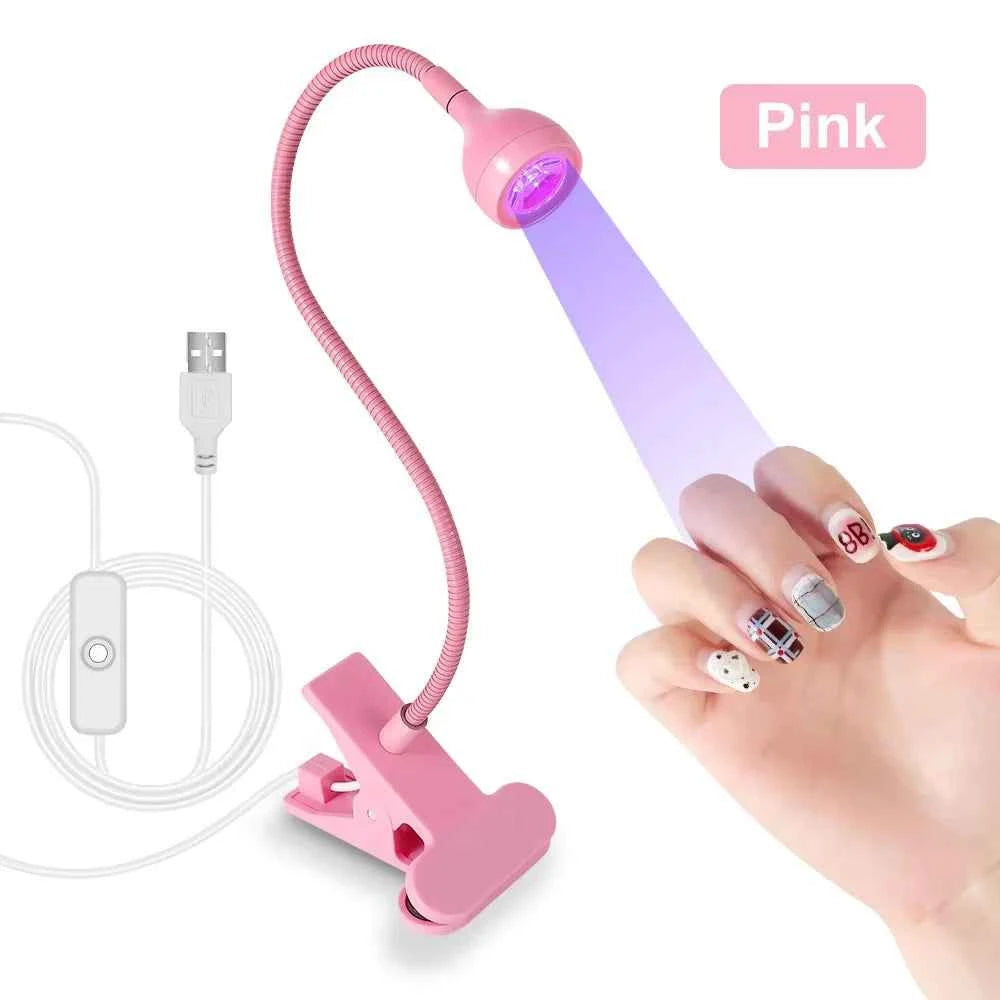 360° Rotatable Mini LED UV Nail Lamp – Professional Clip On Flash Cure Light