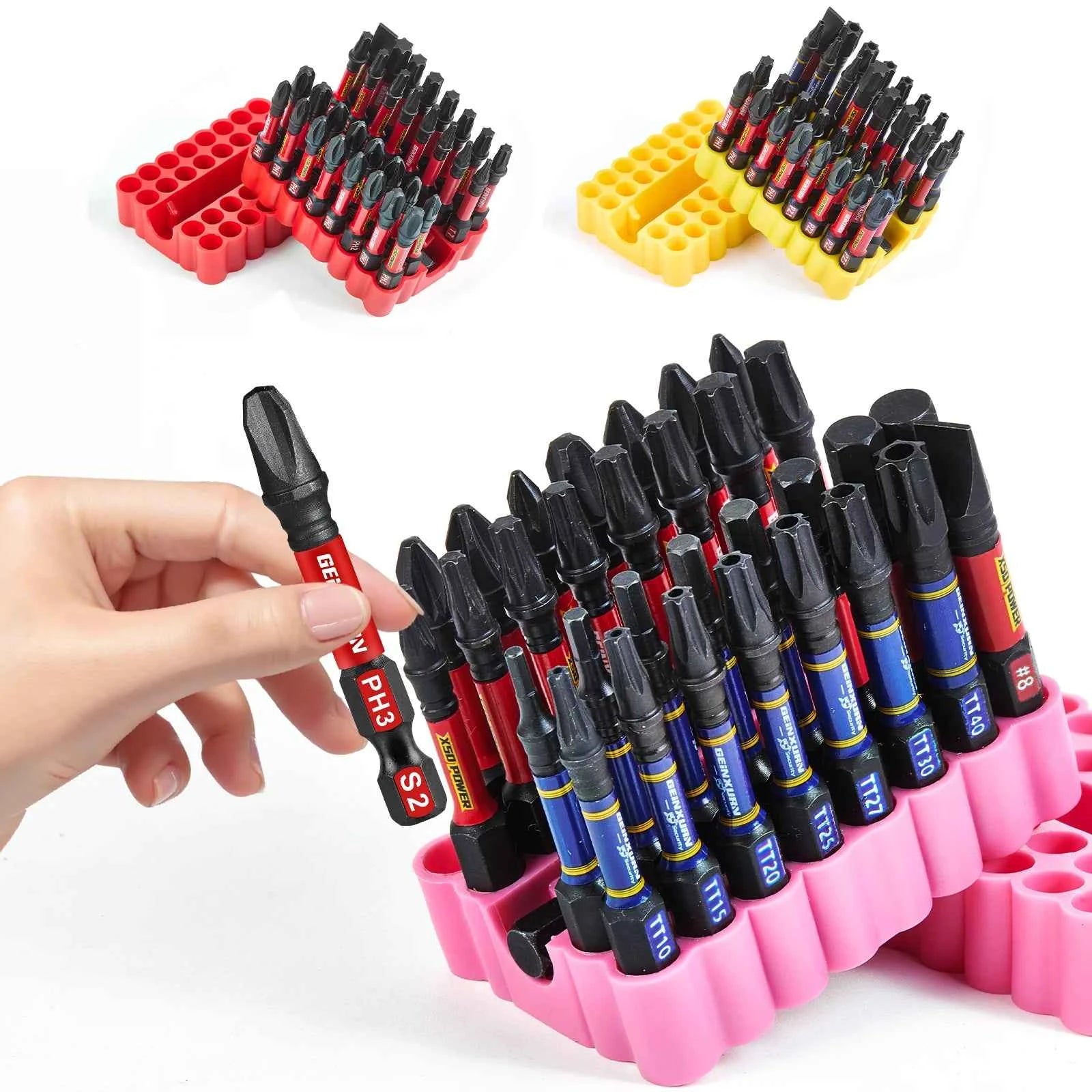 33 Pcs Professional Impact Screwdriver Bit Set | S2 Steel Magnetic Bits with 2.4" Holder & Flexible Storage Base