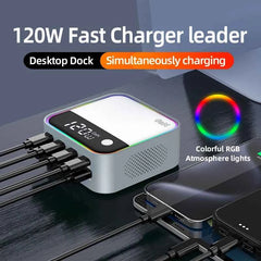 GaN USB-C 8-Port Desktop Charger | Ambient LED Lighting 100W PD PPS Fast Charger Laptop iPhone Samsung