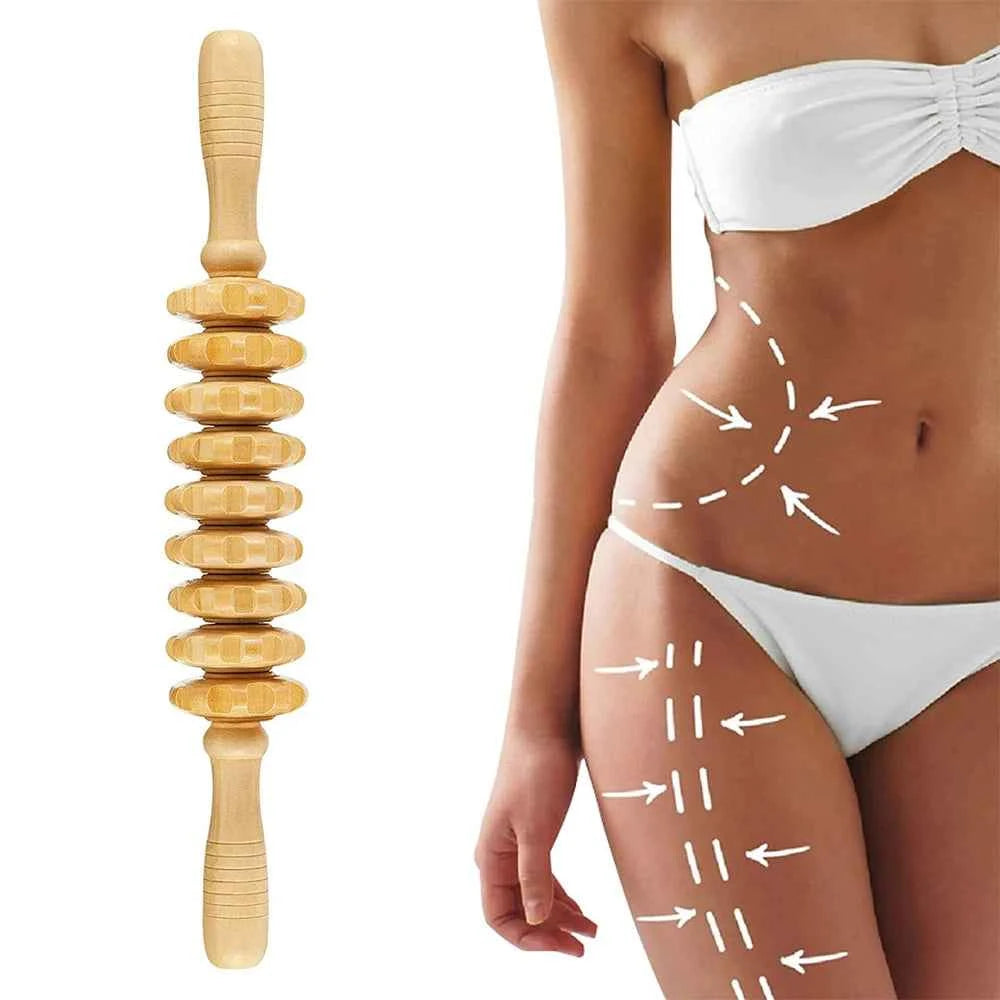 Curved Wood Therapy Massage Roller Stick