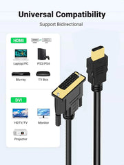 4K HDMI to DVI Cable – Bi-Directional DVI-D Adapter Converter for PS5, Xbox, PC & HDTV